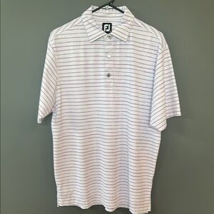 FootJoy Men's White Striped Polo Shirt